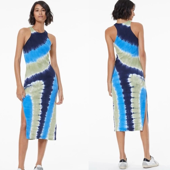 Young Fabulous & Broke Iggy Rib Midi Dress In Skyline Astroid Wash Size M - Picture 1 of 8